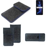 Felt Case for Sharp Aquos R5G dark gray blue edge Cover bag Pouch