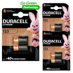 6 x Duracell CR123 3V Lithium Photo Battery DL123A CR17345 2032 Expiry NEW PACKS