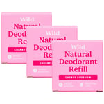 Wild Refill Deodorant Block - Cherry Blossom 40g (Pack of 3)