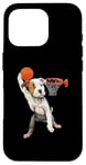 iPhone 16 Pro Vintage Pitbull Dog Playing Basketball Dog Sports Game Lover Case