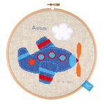 Vervaco Kit de Point de Croix pour Tableau Souvenir de Naissance Motif LIEF ! 7016-Avion Kit de Broderie au Point de Croix