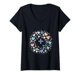 Womens Colorful Heart Mandala Design for Mindfulness and Yoga V-Neck T-Shirt