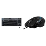 Logitech G915 LIGHTSPEED TKL Tenkeyless Wireless Mechanical Gaming Keyboard with low profile GL-Tact & G502 HERO High Performance Wired Gaming Mouse, HERO 25K Sensor, 25,600 DPI, RGB