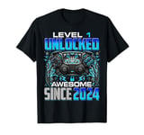 Level 1 Unlocked Awesome Since 2024 1st Birthday Gaming T-Shirt