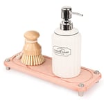 SueH Design Organisateur d'évier pour cuisine et salle de bain, organiseur d'évier, éponge, porte-savon, support pour l'évier de cuisine, rose