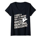 Womens Ghost Hunting Obsession Funny Paranormal Investigator V-Neck T-Shirt