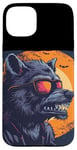 Coque pour iPhone 15 Plus Loup-garou amusant avec lunettes de soleil pour les amateurs de loups-garous