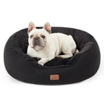 Bedsure Small Dog Bed Washable - Large Cat Beds for Indoor Cats and Puppy, Round Dog Bed Sofa for Medium Dogs with Slip-Resistant Bottom, Black, 76x61x20cm