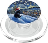 Black Cat Lover Van Gogh Starry Night Christmas PopSockets PopGrip for MagSafe