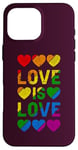 iPhone 16 Pro Max Heart, Rainbow colors, Love is Love, LGBT pride Case