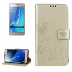 Kulta-Yhteensopiva Galaxy J5 (2016) / J510 Roses Pressed Pu Case -Kotelon Kanssa