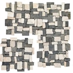 Carrelage mosaïque (Boite de 1m²) /Plaque de mosaïque mur et sol en marbre naturel coloris blanc/noir - 30 x 30 cm Pegane