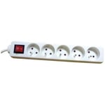 Bloc 5x2P avec interrupteur 3G1 - 1.5 m ELECTRALINE - Blanc