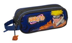 Safta Naruto Ninja – Double Child's Pencil Case, Children's Pencil Case, Ideal for School-Aged Children, Comfortable and Versatile, Quality and Resistance, 21 x 6 x 8 cm, Black/Blue, Black/Blue,