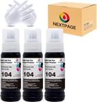 Lot de 3 cartouches d'encre noire compatibles Epson 104 EcoTank pour Epson EcoTank ET-2710 ET-2711 ET-2712 ET-2714 ET-2715 ET-2720