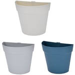 Tlily - Monté au Mur en Plastique en Pot Pot de Fleurs Pot de Fleurs Suspendu Semi-Circulaire Pot de DéCoration Murale 3Pcs