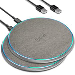 Wireless Charger, 15W Wireless Charging Pad for iPhone 16/15/14/13/12/11 Pro/Pro Max/XS Max/XR/SE, Samsung Galaxy S22/S21S20/S10/S9/Note10/9, HUAWEI P40/P30, AirPods 2/Pro/Galaxy Buds, 2 PC