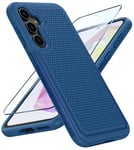 FNTCASE for Samsung A35 5G Case: Dual Layer Shockproof Drop Protection Case - Galaxy A35 360 Military Grade Protective Mobile Phone Cover Rugged Matte Heavy Duty Slim TPU Cases Blue