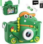 Appareil Photo Enfant Dinosaure,2"" 1080P Appareil Photo Numérique,Hd Selfie Apareille Photo 32G,Eouet Enfant Et Cadeau Fille 3 4 5 6 7 8 9 10 11 12 Ans,Bien Jeux Pour Enfants (Vert)