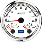 (WS 4000 RPM) 85 mm kierroslukumittarin mittari 0-3000 rpm 4000 rpm 6000 rpm 8000 rpm 3 in 1 mittari Veden lämpötila Öljynpaineen tuntimittari 7 värillinen taustavalo 9-32 V