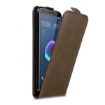 Cadorabo Housse Compatible Avec Htc Desire 12 En Marron Café - Étui De Protection Au Design Flip Avec Fermeture Magnétique