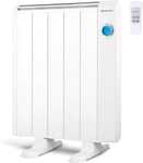 RRE 810 Radiateur à économie d'énergie, 5 éléments chauffants, écran numérique LCD, télécommande, programmable, 800 W, aluminium, blanc