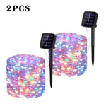 (12m100leds2kpl monivärinen)7m Solar Led Lights Outdoor Festoon Led Lamppu Solar Garden Outdoor Fairy String Garland Joulukoristeet 54321pakkaus