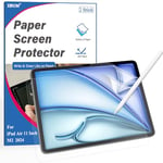 [2 Unités] Papier Protection Écran pour iPad Air 11 pouces M2 2024, Film PET Mat Compatible avec Pencil Pro, anti-Reflet/écriture et dessin comme sur du Papier, Anti-empreintes