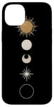 iPhone 14 Plus Minimalist Celestial Art Golden, Sun Full Moon Case