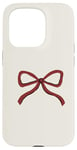 Coque pour iPhone 15 Pro Coquette esthétique bordeaux bordeaux avec nœud rouge