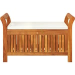 Banc de jardin meuble de patio d'extérieur terrasse de rangement de jardin avec coussin 91 cm bois d'acacia