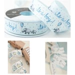 Baby Ribbon - Blue It's A Boy - 1" Animal Train - Boy Baby Shower - Blue Boy