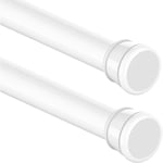 Lot de 2 barres de douche télescopiques sans perçage pour armoire, projets de bricolage, salle de bain, 50-80 cm, blanc (diamètre 25 mm)