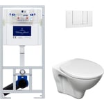 Pack wc Bâti-support Viconnect + wc Cersanit S-Line Pro + Abattant + Plaque blanche (ViConnectS-LinePro-2) - Villeroy&boch