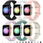 Higgs 6 Pack Bracelets Compatible avec Bracelet Apple Watch 40mm 41mm 38mm pour Femme et Homme, Bracelet Soft Silicone Sports pour iWatch Series (42mm 10) 9 8 7 SE(se 2) 6 5 4 3 2 1