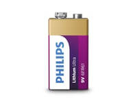 Philips Lithium Ultra Batteri 6Fr61lb1a/10, Engångsbatteri, 9V, Litium, 9 V, 1 Styck, Cd (Kadmium), Hg (Kvicksilver), Pb (Bly)