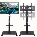 TV Stand with Bracket for 32 - 65 inch TV's Black Cantilever Floor Glass Shelves