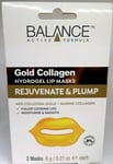 2 X Balance Lip Mask Rejuvenae & Plump Fuller Look Lips Gold Collagen Hydrogel