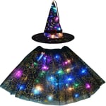 Women Kids Girl Luminous LED Glow Lights Elf Witch Hat Star Skirt Spider Web Wiz