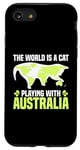 Coque pour iPhone SE (2020) / 7 / 8 Le monde est un chat qui joue avec l'Australie World Map Traveler