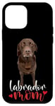 Coque pour iPhone 12 mini Chocolate Lab Maman Labrador retriever Marron