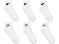 Nike Unisex Everyday Essential Ankle Socks 6 Pairs - White Cotton - Size Small