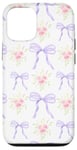 iPhone 13 Aesthetic Purple Ribbons Bows Pink Flowers Watercolor Girl Case