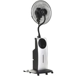 HOMCOM Ventilateur brumisateur sur roulettes - oscillant silencieux 90 W avec télécommande - minuterie 3 modes 3 vitesses Ø 44,5 x 135H cm gris noir