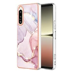 IMEIKONST Glitter Case Compatible with Sony Xperia 5 IV Phone Case Marble Design Shockproof Anti-Scratch Slim Glossy Soft TPU Bumper for Girls Women Cover for Sony Xperia 5 IV. Rose Gold YBM1