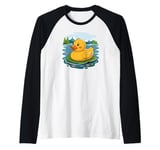 Cute Yellow Rubber Ducky Little Bath Toy Duck Raglan Baseball Tee