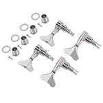 Alomejor 2L2R 4 Pieces Sealed Bass Guitar Tuning Pegs Fishtail-Shaped Button Bass Guitar Machine Head Tuners for Precision Bass and Jazz Bass(Silver)