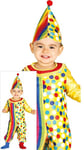 FIESTAS GUIRCA | Costume de Clown Bébé (18-24 Mois) - Inclut Chapeau et Combinaison - Costumes de Cirque et Comédie pour Halloween, Carnaval et Fêtes Enfantines - Idéal pour Bébé Unisexe - Multicolore