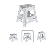 ARREGUI TB-039-GB Tabouret Pliant | Marchepied pour Adultes et Enfants | Escabeau Pliant | Tabouret marchepied Enfant | Tabouret pour la Cuisine, Salle de Bain, Camping | 39 cm Hauteur | White & Grey