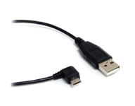 90° Right Angle Micro USB Male to Male Data Sync & Charging Cable Lead Black 1Ft